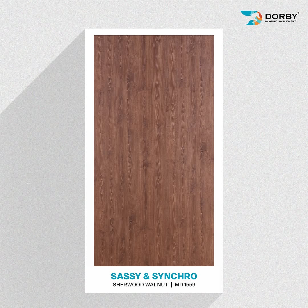 Sassy & Synchro Finish Sherwood Walnut Wood Laminate 